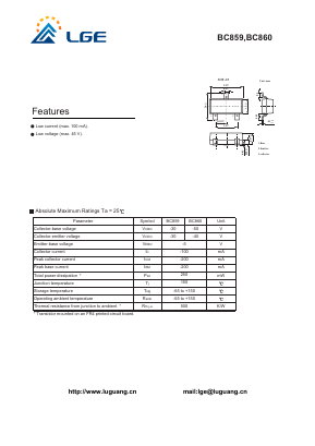 BC859B Datasheet PDF Shenzhen Luguang Electronic Technology Co., Ltd