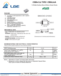 1SMA4754 Datasheet PDF Shenzhen Luguang Electronic Technology Co., Ltd