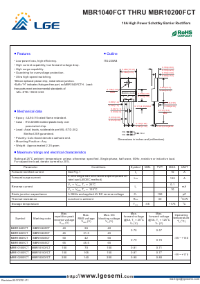 MBR10200FCT Datasheet PDF Shenzhen Luguang Electronic Technology Co., Ltd
