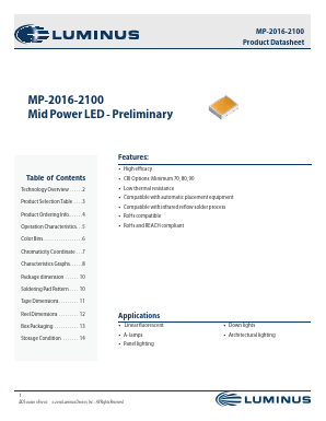 MP-2016-2100-50-80 Datasheet PDF Luminus, Inc