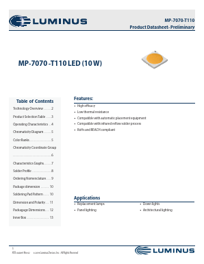 MP-7070-T110-27-80 Datasheet PDF Luminus, Inc