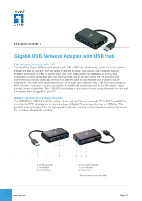 USB-0502 Datasheet PDF LevelOne