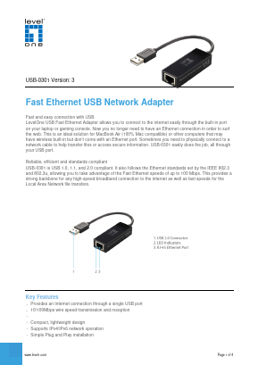 USB-0301 Datasheet PDF LevelOne