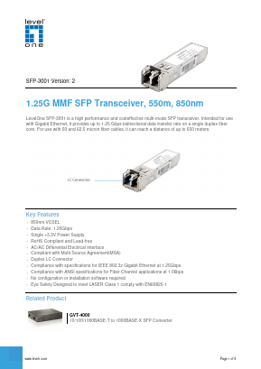 SFP-3001 Datasheet PDF LevelOne