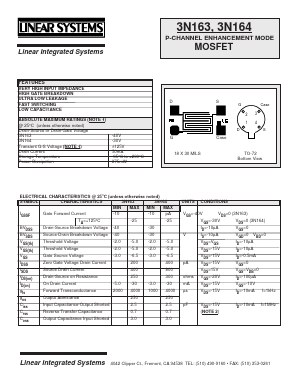 3N163 Datasheet PDF Linear Integrated System