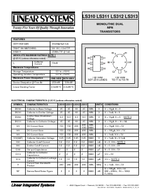 LS310 Datasheet PDF Linear Integrated System