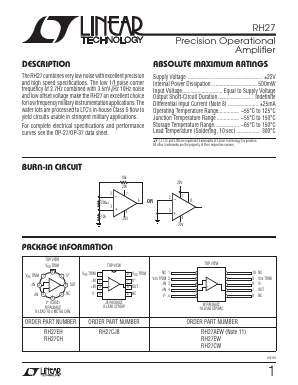 RH27CW Datasheet PDF Linear Technology