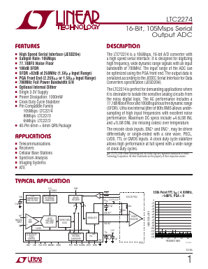 LTC2274IUJ-TR Datasheet PDF Linear Technology