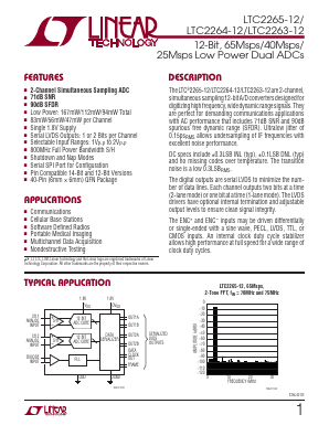 LTC2264IUJ-12-TRPBF Datasheet PDF Linear Technology