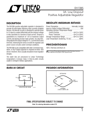 RH1085 Datasheet PDF Linear Technology
