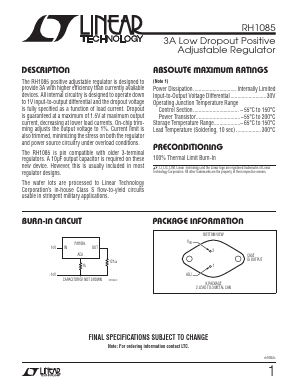 RH1085 Datasheet PDF Linear Technology