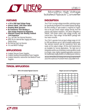 LT3511 Datasheet PDF Linear Technology