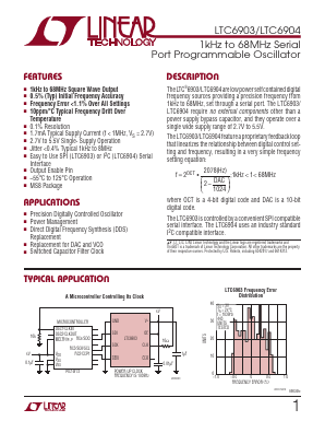 LTC6904IMS8-TRPBF Datasheet PDF Linear Technology