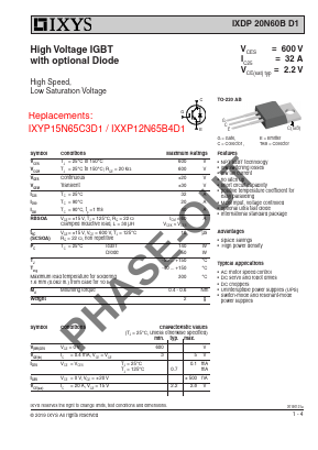 IXDP20N60BD1 Datasheet PDF Littelfuse, Inc