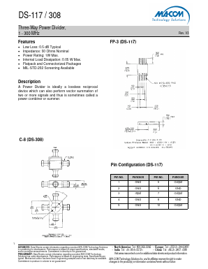 DS-117PIN Datasheet PDF M/A-COM Technology Solutions, Inc.