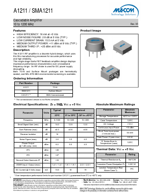 A1211 Datasheet PDF M/A-COM Technology Solutions, Inc.