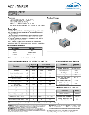 SMA231 Datasheet PDF M/A-COM Technology Solutions, Inc.