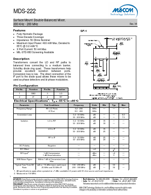 MDS-222PIN Datasheet PDF M/A-COM Technology Solutions, Inc.