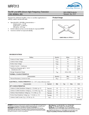 MRF313 Datasheet PDF M/A-COM Technology Solutions, Inc.