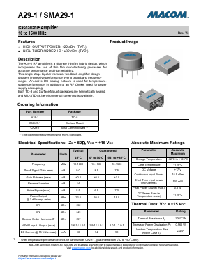 SMA29-1 Datasheet PDF M/A-COM Technology Solutions, Inc.