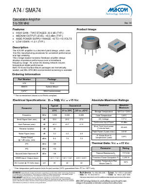 SMA74 Datasheet PDF M/A-COM Technology Solutions, Inc.