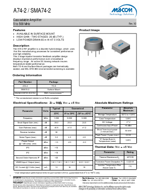 SMA74-2 Datasheet PDF M/A-COM Technology Solutions, Inc.