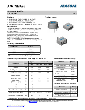SMA76 Datasheet PDF M/A-COM Technology Solutions, Inc.