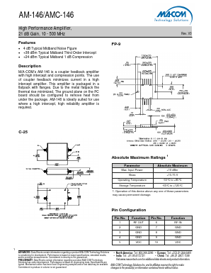 AMC-146SMA Datasheet PDF M/A-COM Technology Solutions, Inc.