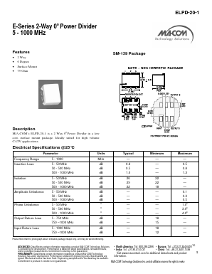 ELPD-20-1 Datasheet PDF M/A-COM Technology Solutions, Inc.