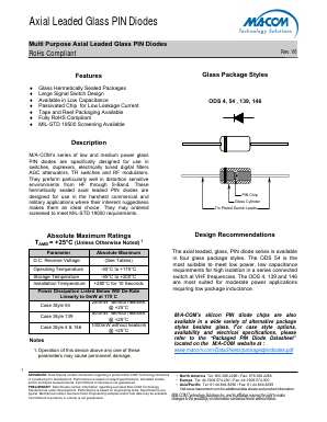 MA4P203 Datasheet PDF M/A-COM Technology Solutions, Inc.