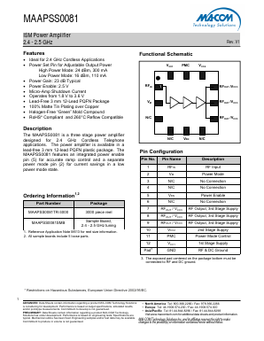 MAAPSS0081SMB Datasheet PDF M/A-COM Technology Solutions, Inc.