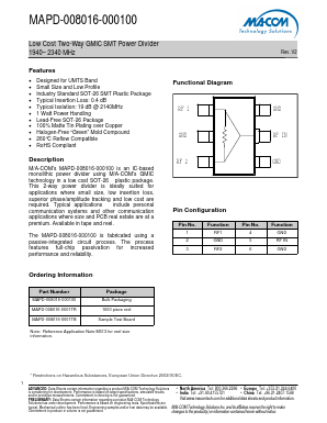 MAPD-008016-0001TR Datasheet PDF M/A-COM Technology Solutions, Inc.