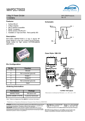MAPD-008086-CT33TB Datasheet PDF M/A-COM Technology Solutions, Inc.
