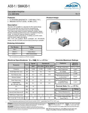 SMA33-1 Datasheet PDF M/A-COM Technology Solutions, Inc.