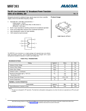 MRF393 Datasheet PDF M/A-COM Technology Solutions, Inc.