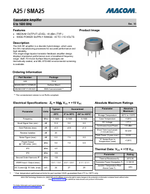 SMA25 Datasheet PDF M/A-COM Technology Solutions, Inc.