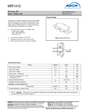 MRF141G Datasheet PDF M/A-COM Technology Solutions, Inc.