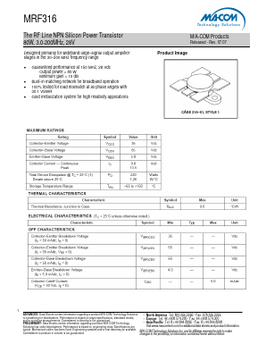 MRF316 Datasheet PDF M/A-COM Technology Solutions, Inc.