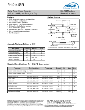 PH1214-55EL Datasheet PDF M/A-COM Technology Solutions, Inc.
