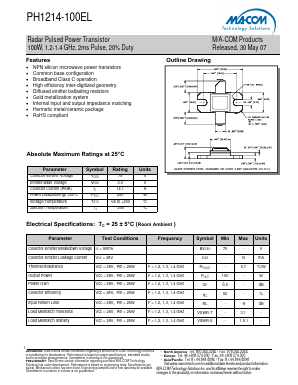 PH1214-100EL Datasheet PDF M/A-COM Technology Solutions, Inc.