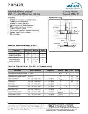 PH1214-25L Datasheet PDF M/A-COM Technology Solutions, Inc.