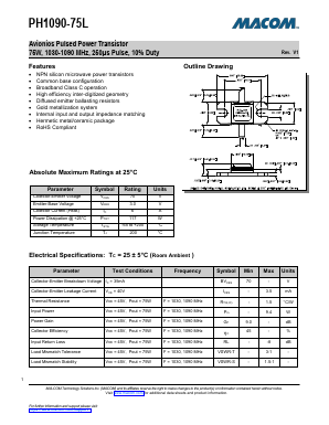 PH1090-75L Datasheet PDF M/A-COM Technology Solutions, Inc.