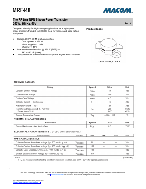 MRF448 Datasheet PDF M/A-COM Technology Solutions, Inc.