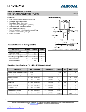 PH1214-25M Datasheet PDF M/A-COM Technology Solutions, Inc.