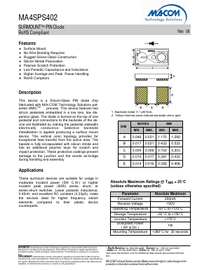 MA4SPS402_V6 Datasheet PDF M/A-COM Technology Solutions, Inc.