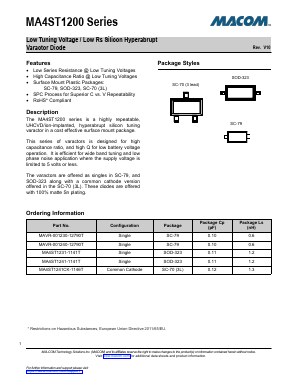 MA4ST1200 Datasheet PDF M/A-COM Technology Solutions, Inc.