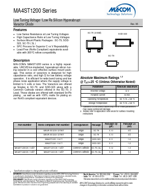 MA4ST1231CK-1146T Datasheet PDF M/A-COM Technology Solutions, Inc.