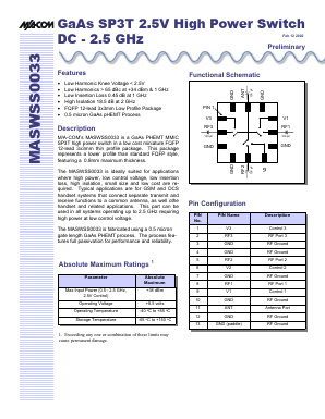 MASWSS0033 Datasheet PDF Tyco Electronics