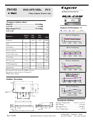 PA1163 Datasheet PDF Tyco Electronics