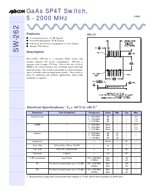 SW-262 Datasheet PDF Tyco Electronics